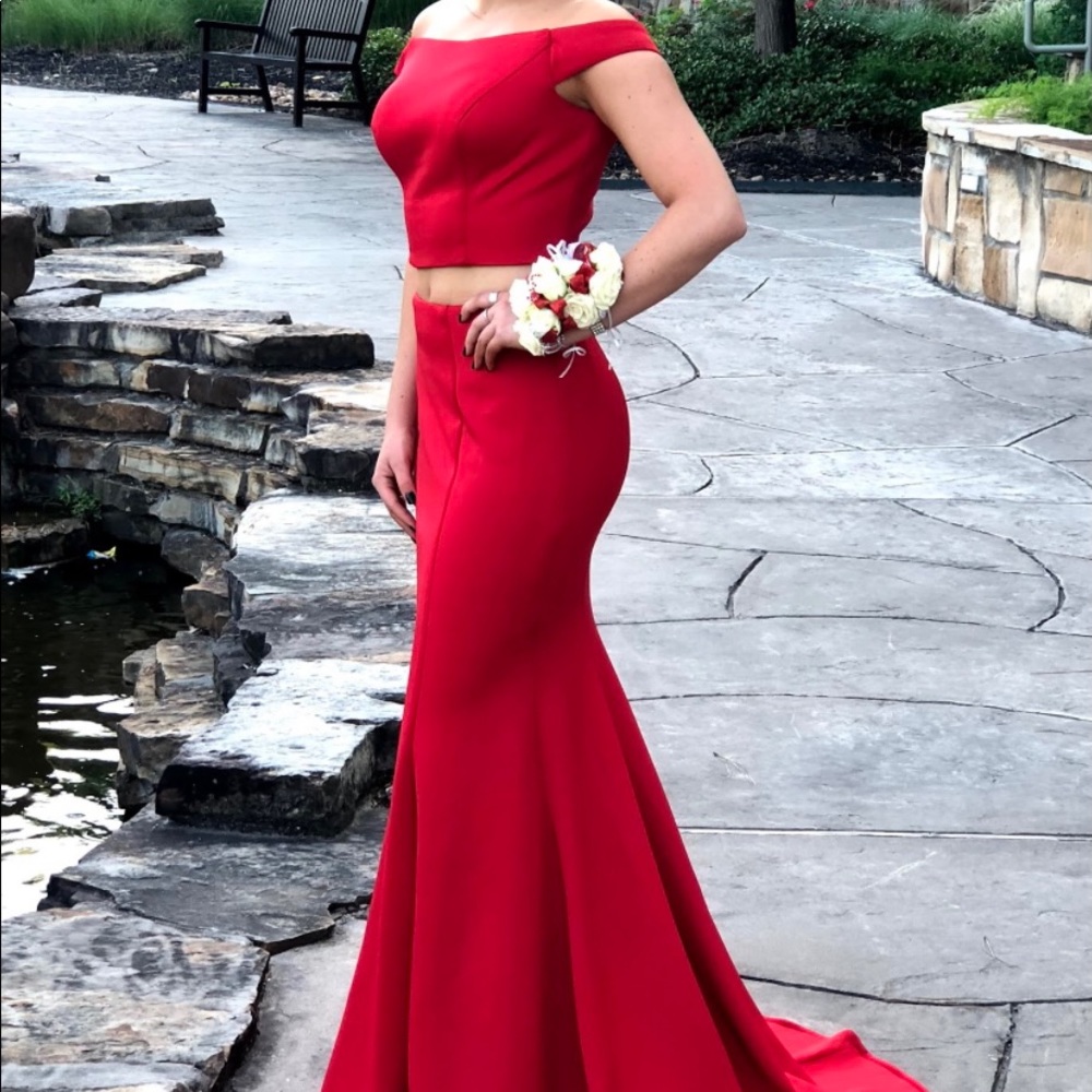 Dave and Johnny Red Prom Dress